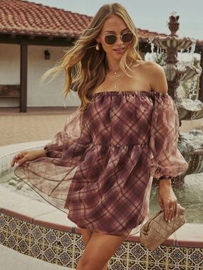 Vici Autumn Sunlight Strapless Chiffon Mini Dress